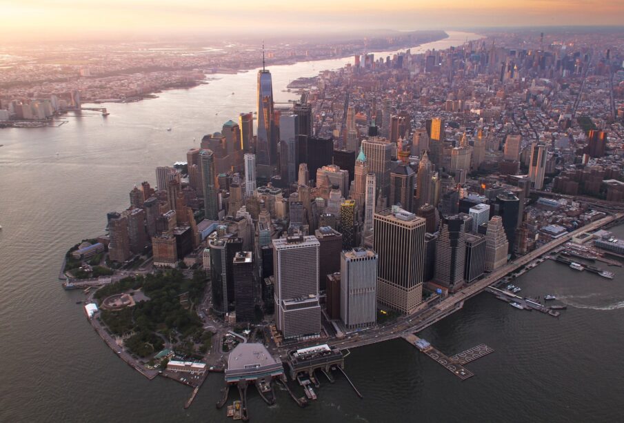 An aerial view of Manhattan