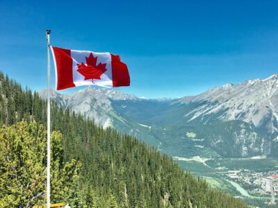 Canadian flag in the nature